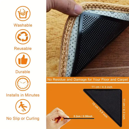 Triangle Non-slip Carpet Rug Tape - 4/8pcs Set